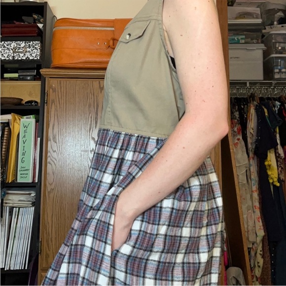 90s Joni Blair Flannel Midi Pinafore Dress Size L - Picture 8 of 15